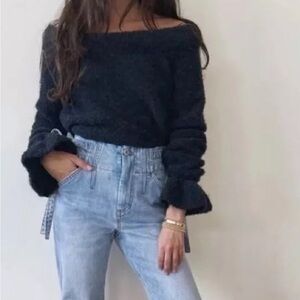 Gorgeous something navy off the shoulder wool blend sophisticated chic core